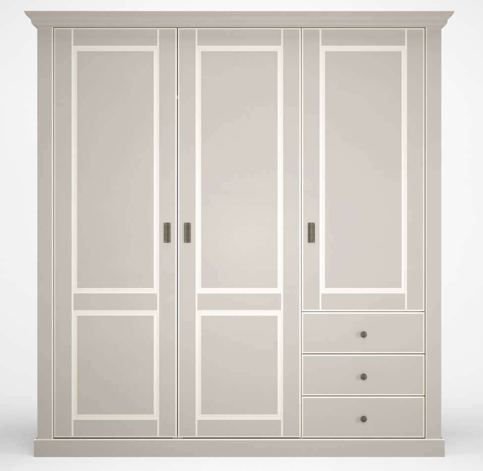 Armoire 3 portes 3 tiroirs CLEMENCE gris