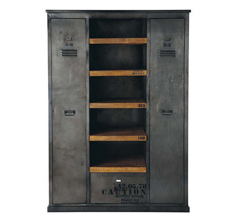 Armoire vintage industriel Acier et bois - Armoire Private Floor