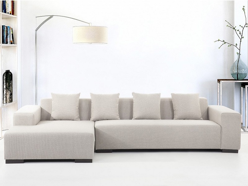 Canapé d'angle gauche Sofa Lungo en tissu beige