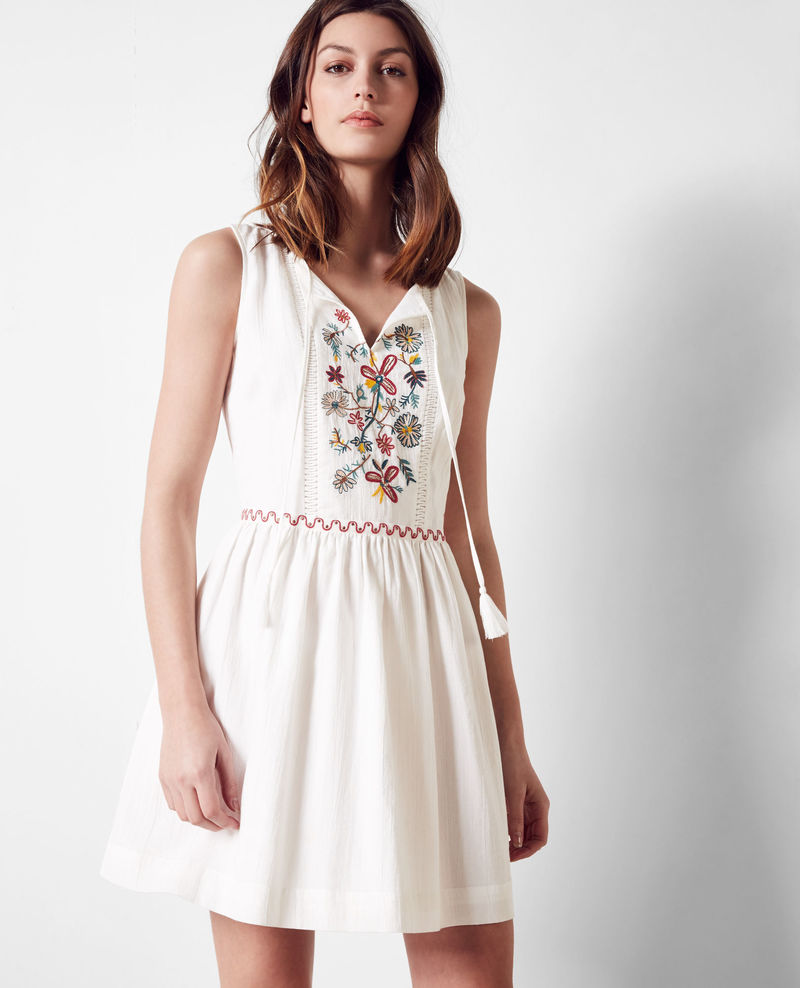 Robe avec détails de broderie Blanc Coppa - Comptoir des Cotonniers