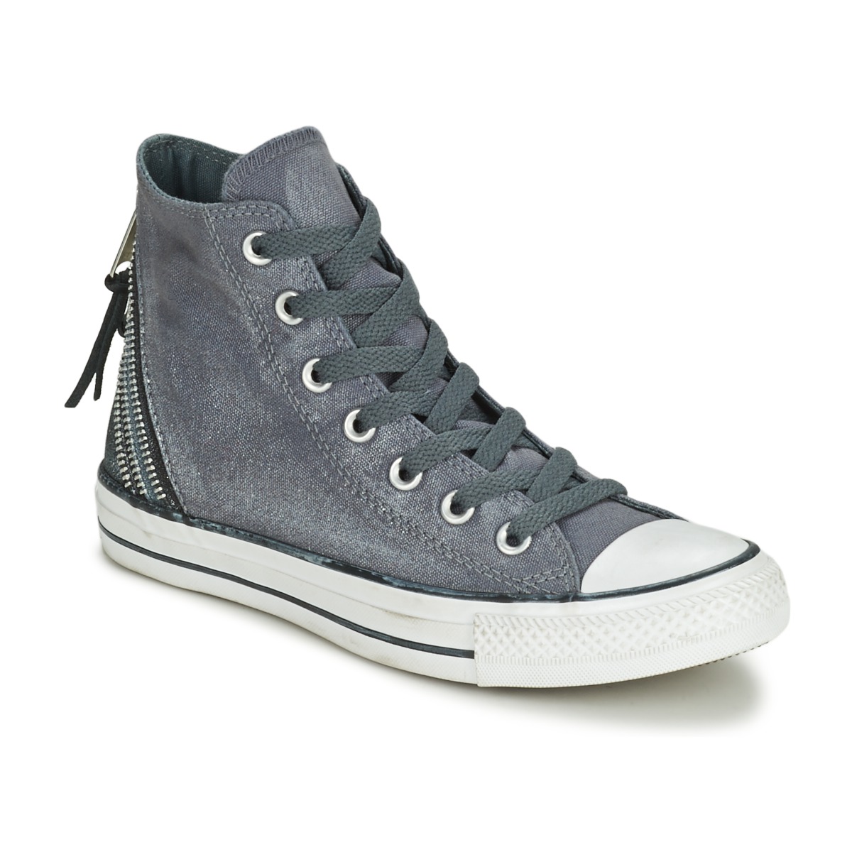 Baskets montantes Converse CTAS SPARKLE WASH TRI ZIP HI Gris - Baskets Femme Spartoo