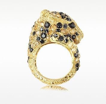 Goldtone with Crystals Panther Ring Roberto Cavalli - Bague Forzieri