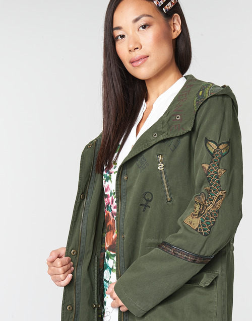 Desigual JANINE Parka Kaki - Parka Femme Spartoo - Iziva.com