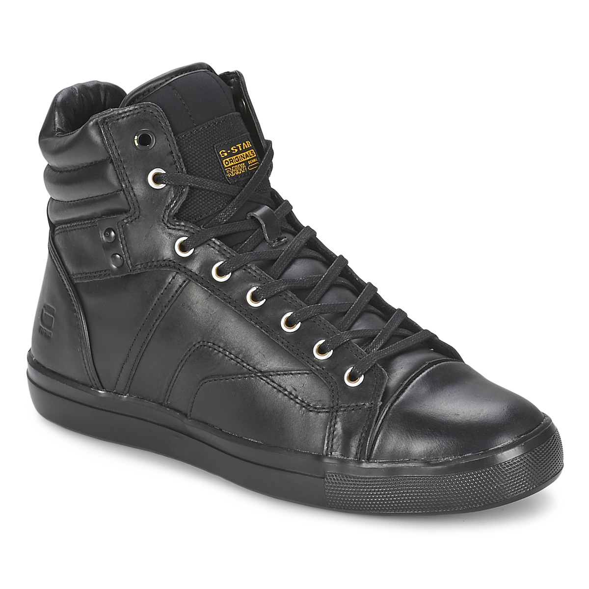 Baskets montantes G-Star Raw AUGUR III KAYVAN MID LTHR Noir - Baskets Homme Spartoo