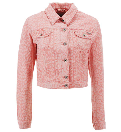 Veste en jean imprimé léopard Guess en rose - Veste en jean Galeries Lafayette