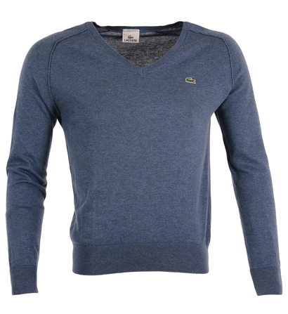Pull col V Lacoste Bleu pour Homme, Pull Galeries Lafayette