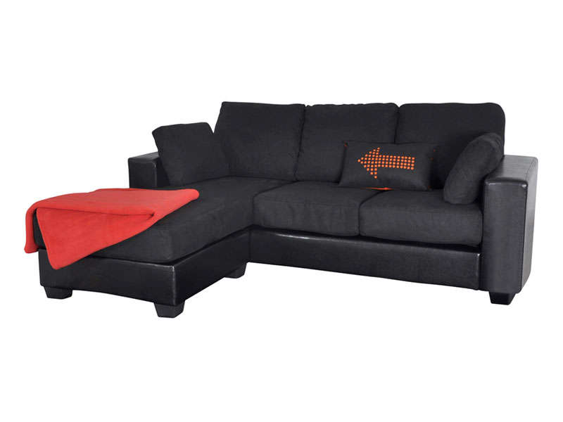 Canapé d'angle réversible SALLY coloris noir - Promo Canapé Conforama