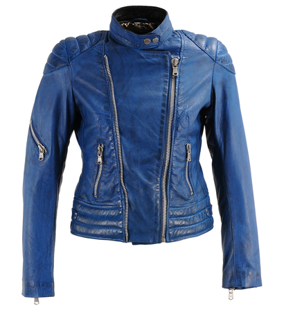 Blouson cuir de mouton esprit motard Redskins Bleu vintage, Galeries Lafayette