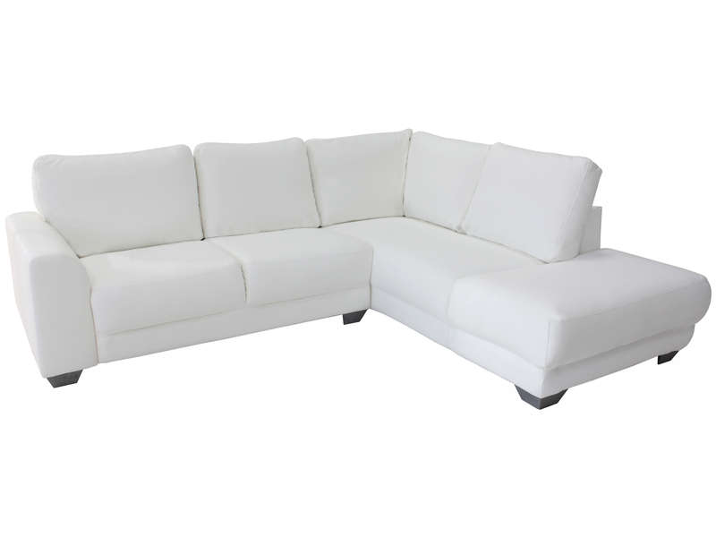 Canapé d'angle fixe 5 places TAMS coloris blanc, Canapé Conforama