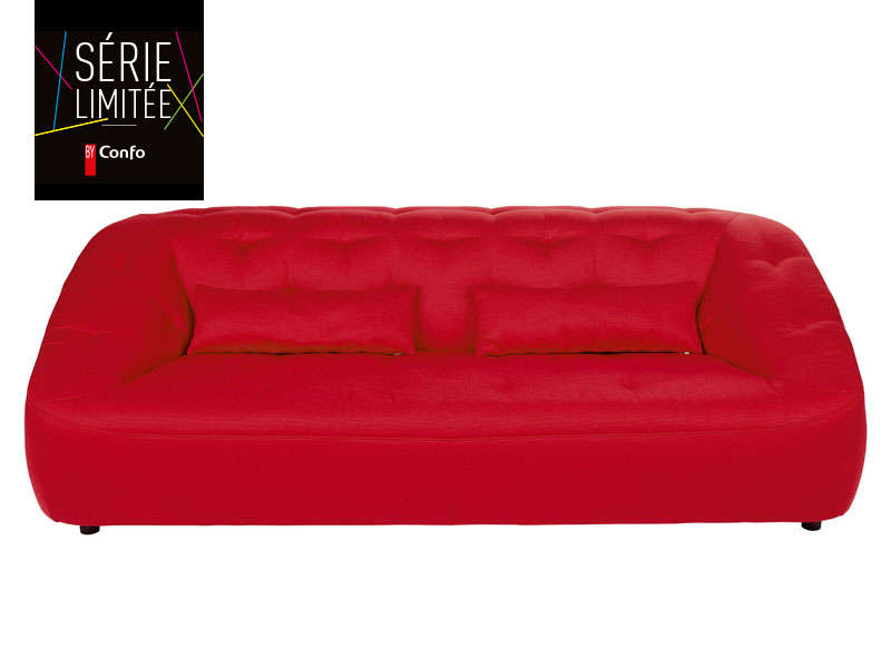Canapé fixe 3 places en tissu MOOVY coloris rouge - Conforama