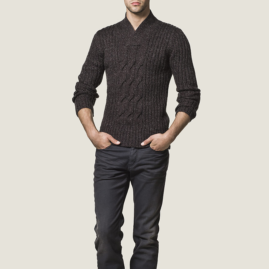 Pull Homme IKKS - Pull tricot col châle IKKS
