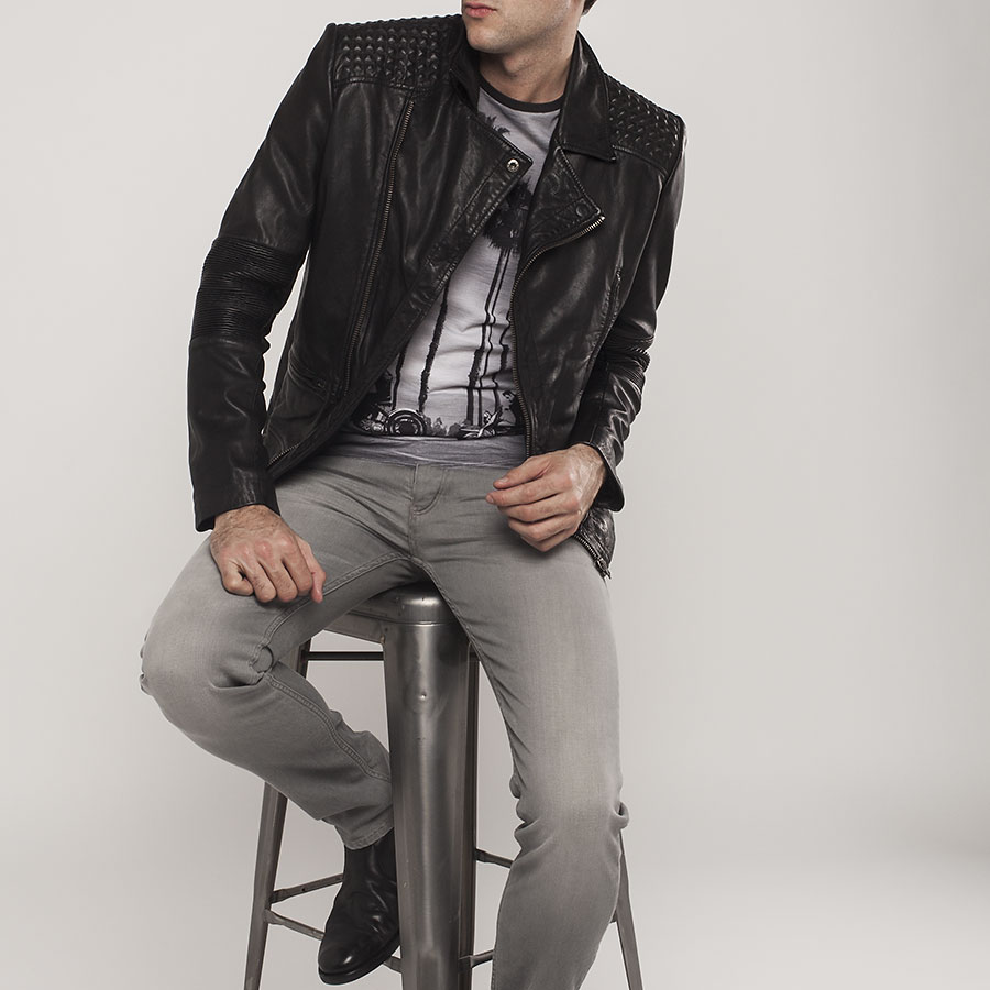 Blouson en Cuir Biker IKKS - Veste en cuir homme IKKS