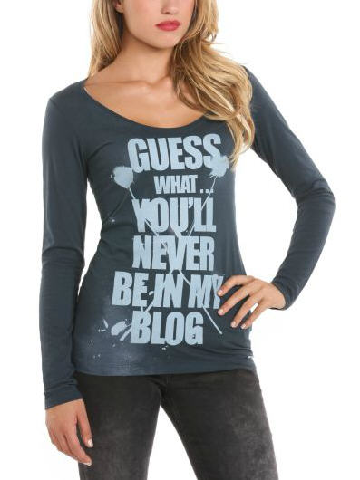 T-Shirt femme Guess - LS Rn Blog T-Shirt Guess