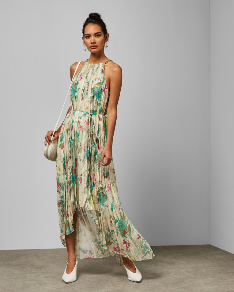 Ted Baker MALEO Robe mi-longue plissée à imprimé Birds of Paradise