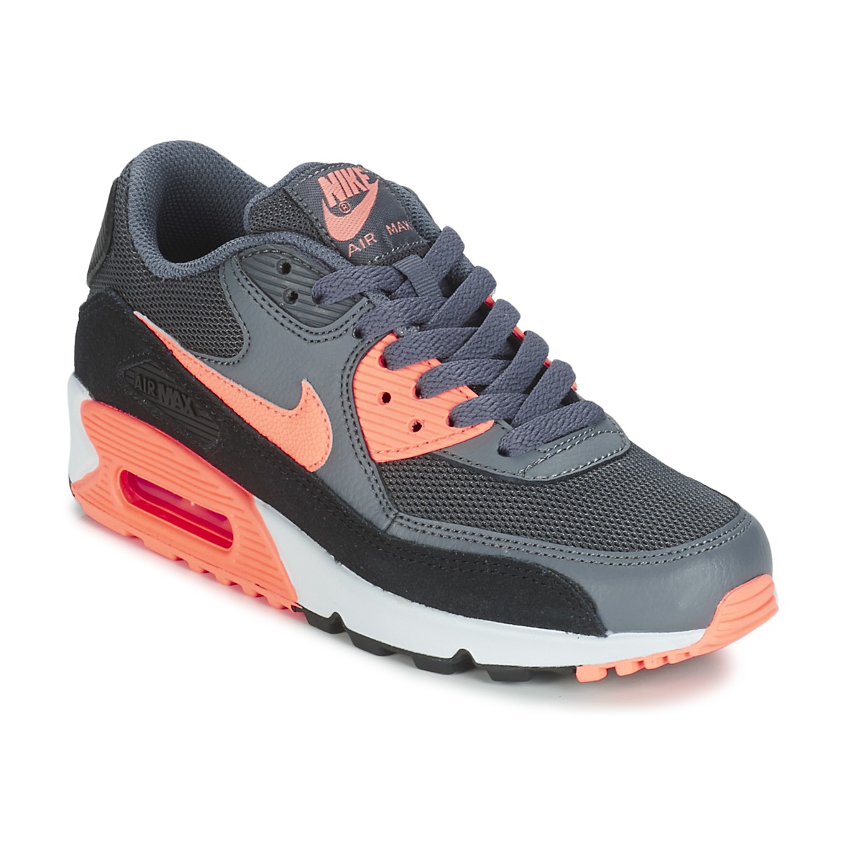 Baskets basses Nike AIR MAX 90 ESSENTIAL W Gris / Corail, Baskets Femme Spartoo