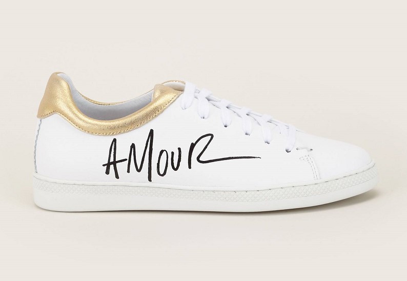 Schmoove Heroine Sally Sneakers en cuir imprimé message blanc
