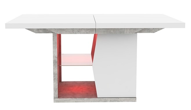 Table de séjour extensible LED LUMEO Blanc brillant