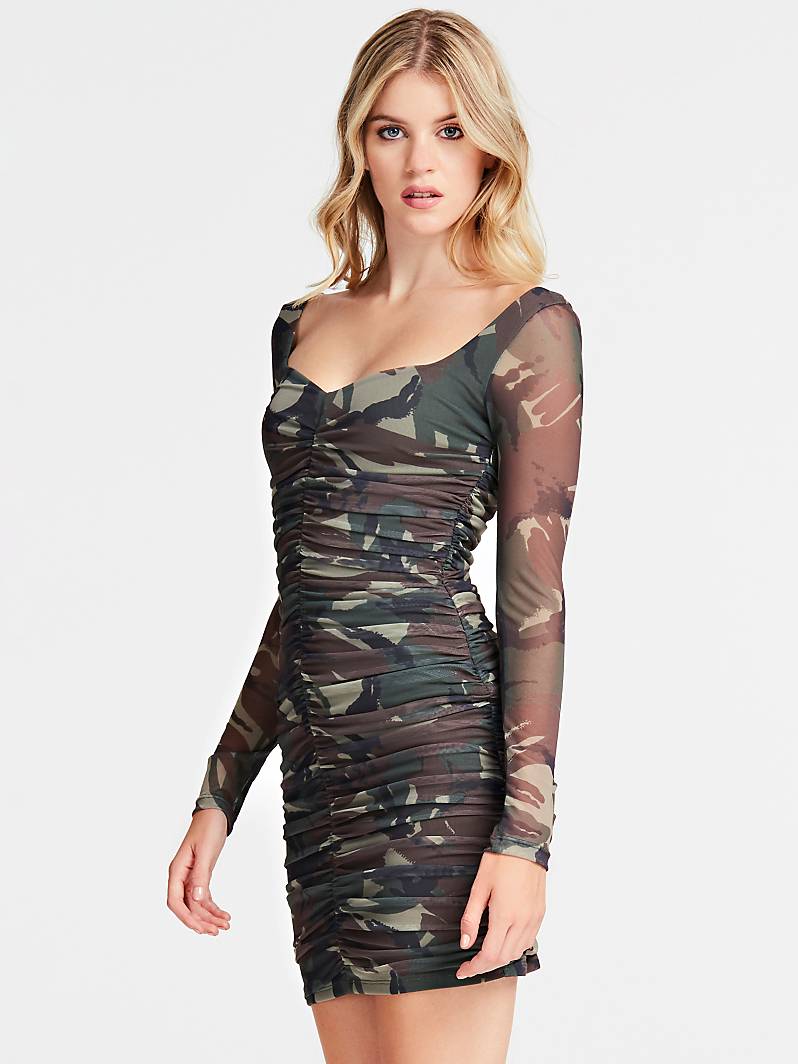ROBE MAILLE FILET IMPRIMEE Camouflage Guess