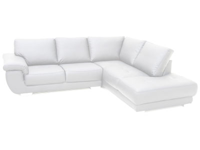 Canapé angle droit fixe 5 places GALAXY coloris blanc - Soldes Conforama