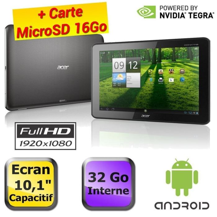 Tablette tactile Cdiscount - Acer Iconia Tab A700 Noir 32 Go + MicroSD 16Go