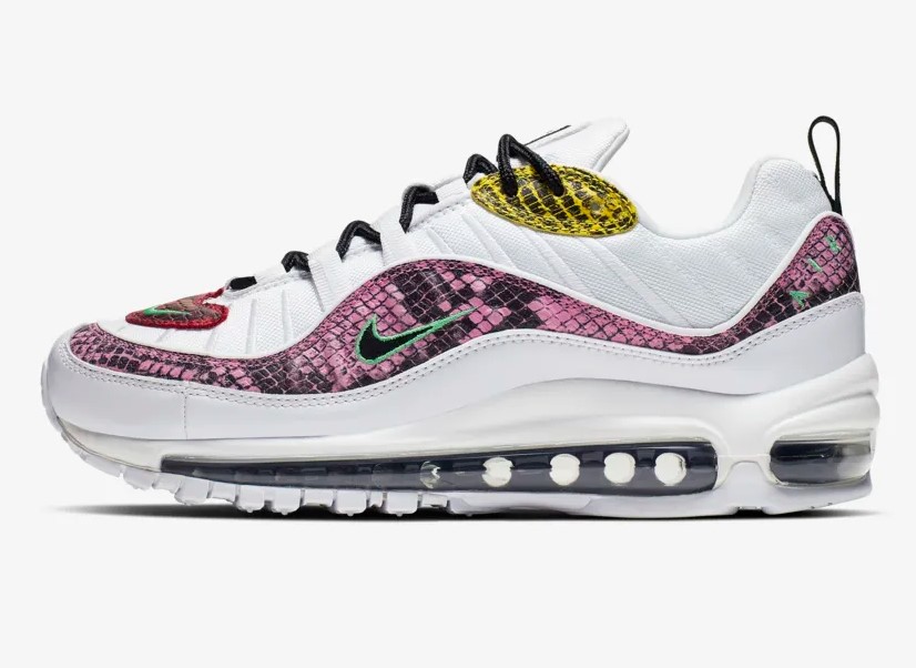 Nike Air Max 98 Premium Animal Blanc/Rose Psychédélique/Jaune franc/Vert Electro