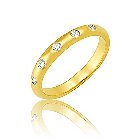 Soldes Alliance - Soldes Bague or jaune sertie dans la masse de 5 diamants -30% 