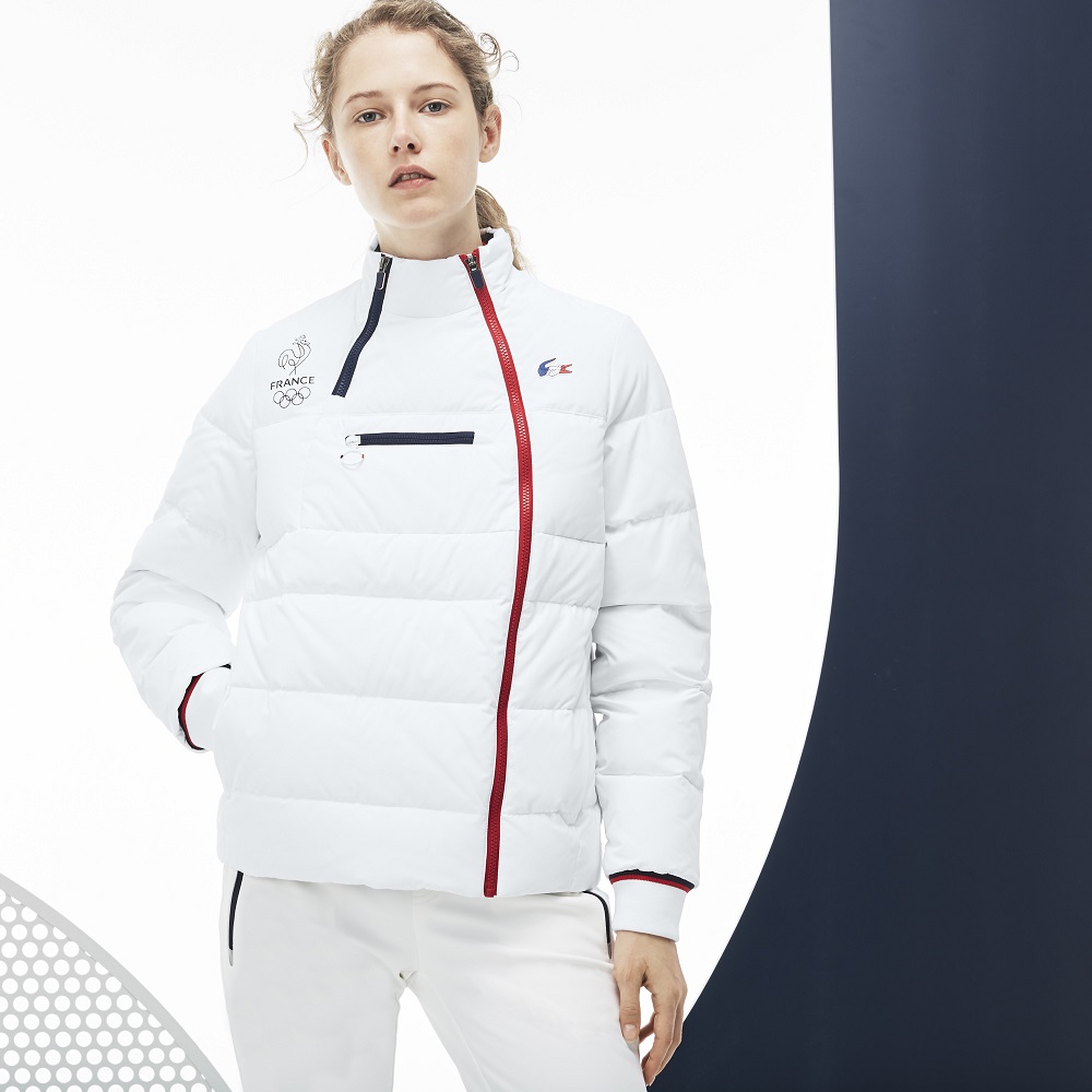 Blouson technique enduit Lacoste Collection France Olympique Blouson Femme Lacoste - Iziva.com