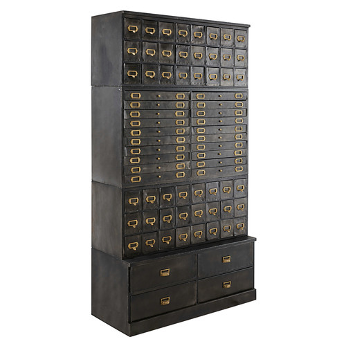 Cabinet de rangement 72 tiroirs Officine en métal noir vieilli - Maisons du Monde 