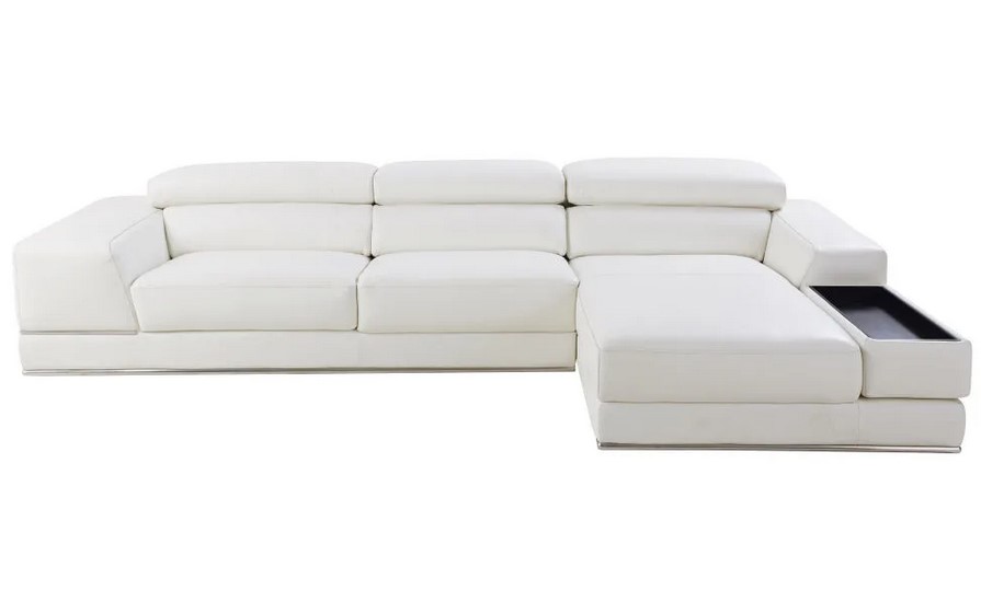 Canapé d'angle droit 4/5 places Chandler en cuir blanc