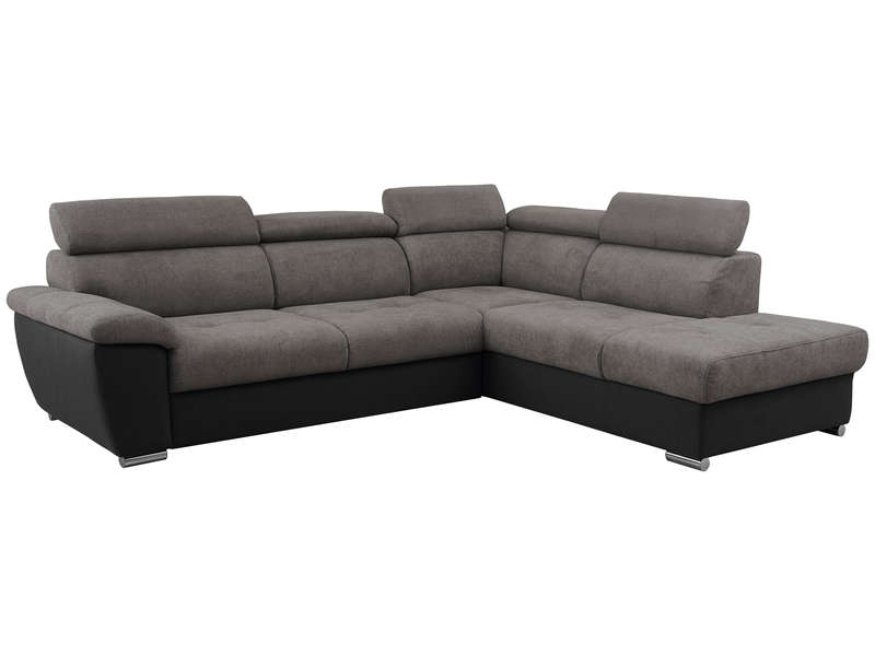 Canapé d'angle droit 4 places ANTERO en tissu coloris anthracite/noir