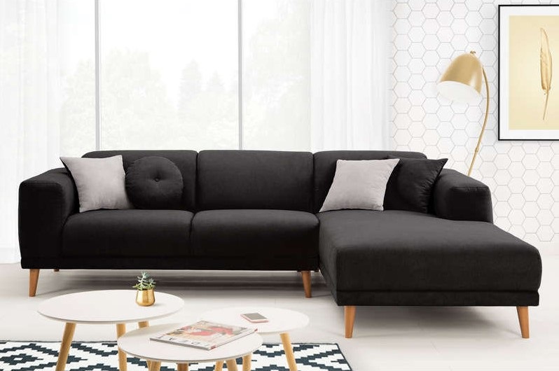 Canapé d'angle droit 5 places MARIUS coloris noir