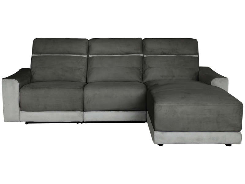Canapé d'angle droit relax électrique 4 places NIGHT coloris gris foncé/ gris clair 