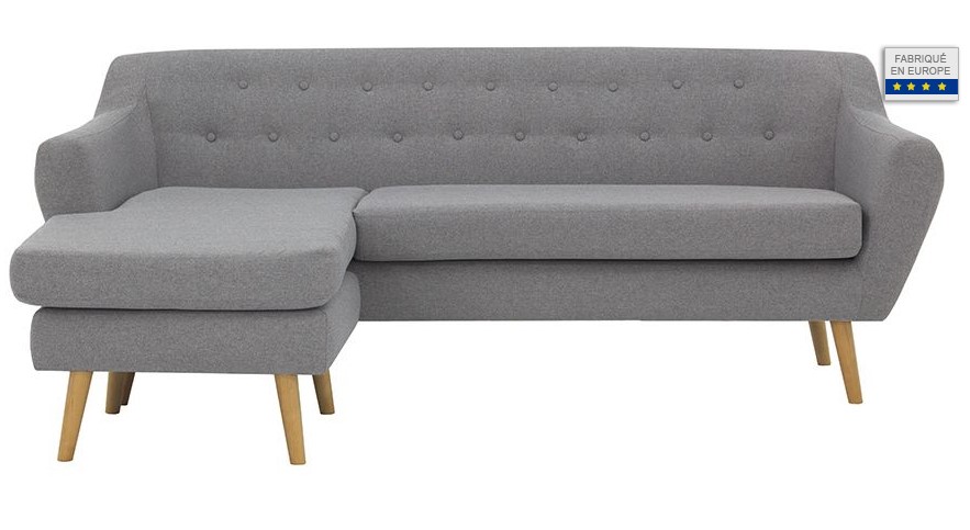 Canapé d'angle réversible design 3 places LOFA gris clair