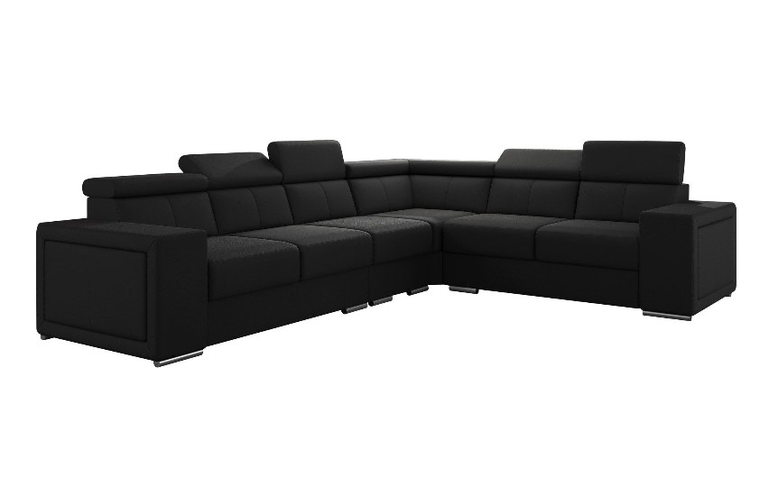 Canapé d’angle réversible moderne MAKURA en pvc coloris noir