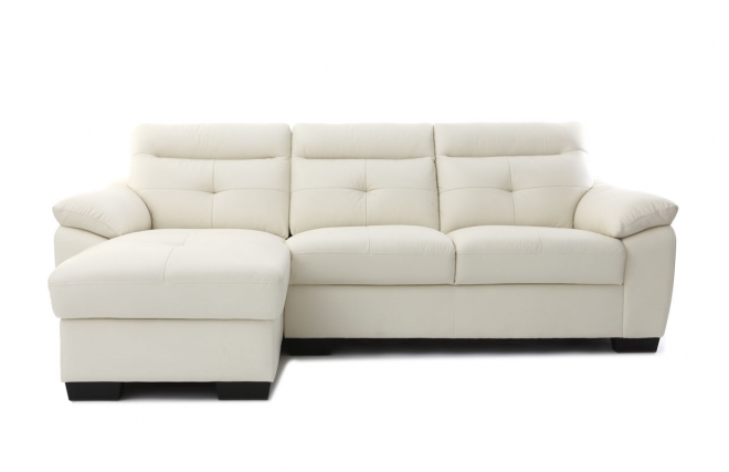 Canapé d'angle cuir design blanc MOUNTAIN - Canapé Miliboo