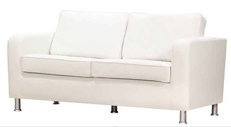 Canapé design 3 places KYO blanc crême pieds bois 
