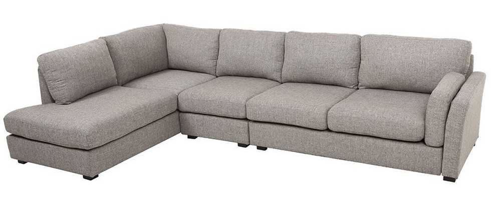 Canapé d'angle gauche design 6 places MILORD tissu gris clair - Miliboo