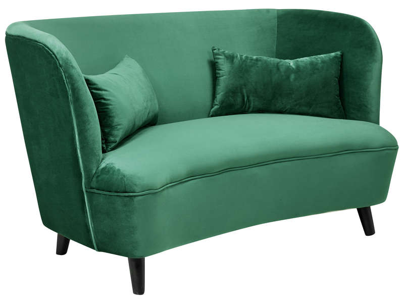 Canapé droit 2 places en velours RIO coloris vert - Conforama