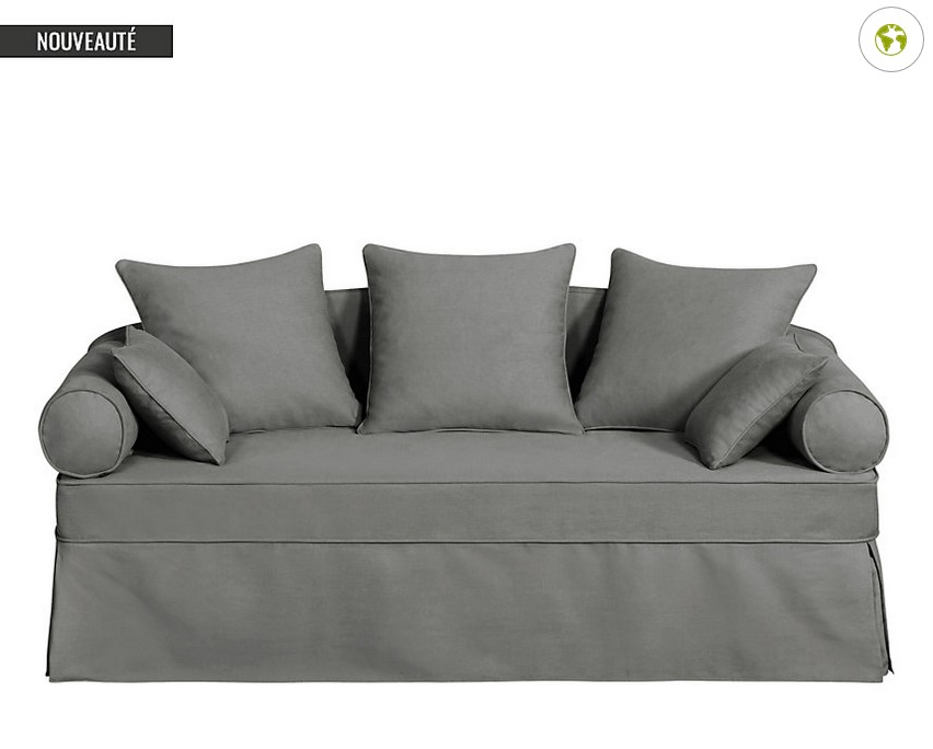 Canapé-lit gigogne Hermitage tissu coton déhoussable