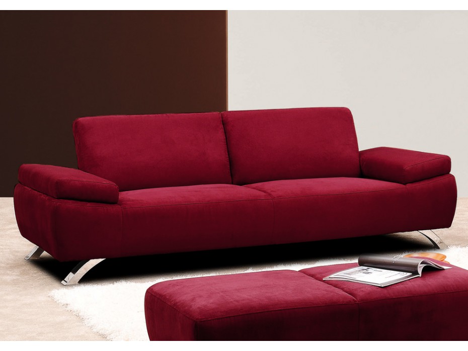 Canapé 3 places en microfibre et coloris rouge POLKA