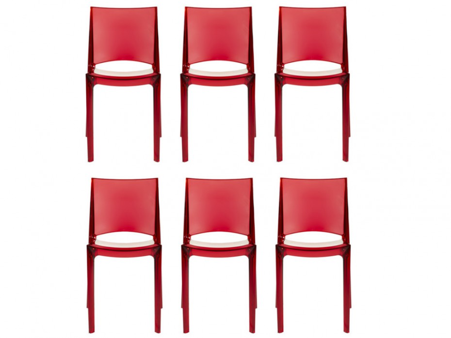 Lot de 6 chaises HELLY empilables en polycarbonate plein - Chaises Vente Unique