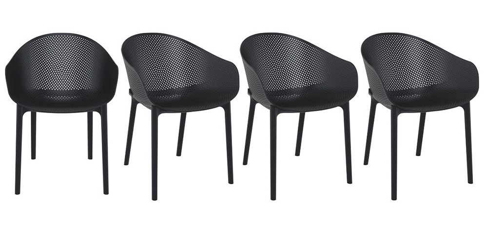 Chaises design noires OSKOL empilables intérieur / extérieur (lot de 4)