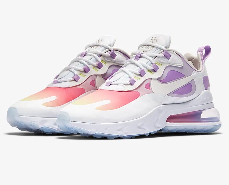 Air Max 270 React Multicolore/Blanc/Or métallique/Blanc pas cher - Baskets Femme Nike - Iziva.com