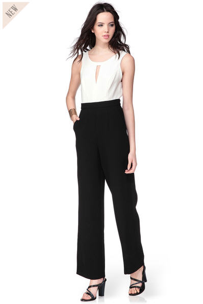 Combi-pantalon bicolore taille haute Carole Noir/Blanc BCBGeneration, Combi Pantalon Monshowroom