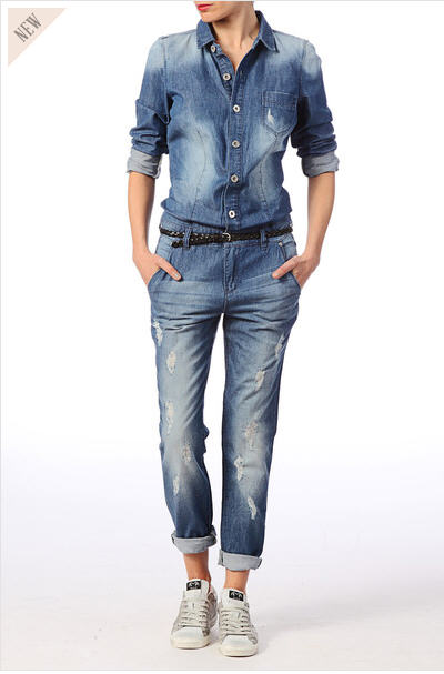 Combinaison pantalon en jean usé Riri Only - Combinaison Jeans Monshowroom