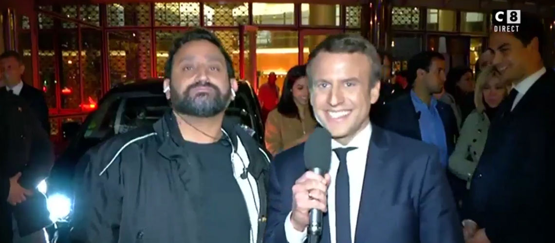 VIDEO Cyril Hanouna et Emma­nuel Macron, l’im­pro­bable rencontre pour la 1000e de TPMP