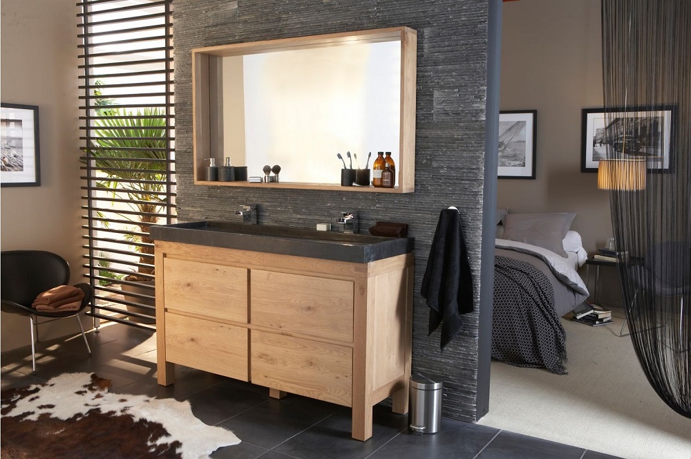 Ensemble de salle de bains Harmon 140 cm meuble sous-vasque + plan vasque pierre