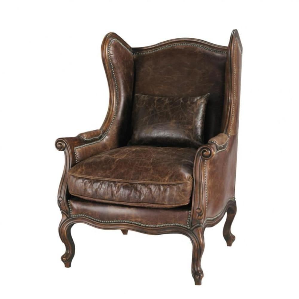 Fauteuil bergère Vintage en cuir marron - Maisons du Monde