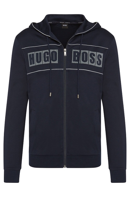 Blouson sweat en coton à capuche Jacket Hooded Hugo Boss