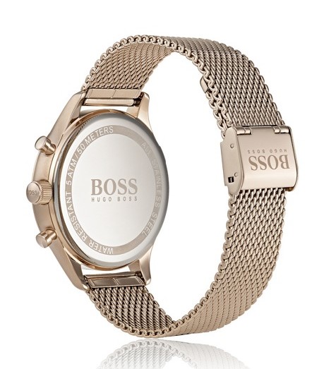 Hugo Boss Montre plaquée couleur or rose COMPANION1513548 à bracelet en maille
